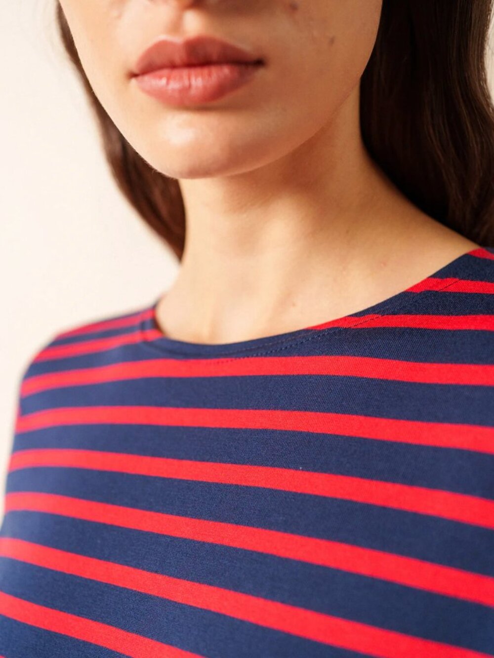 Saint James GALATHEE II Breton Striped Top Navy/Red wm sz 10 (slim) - Picture 10 of 11